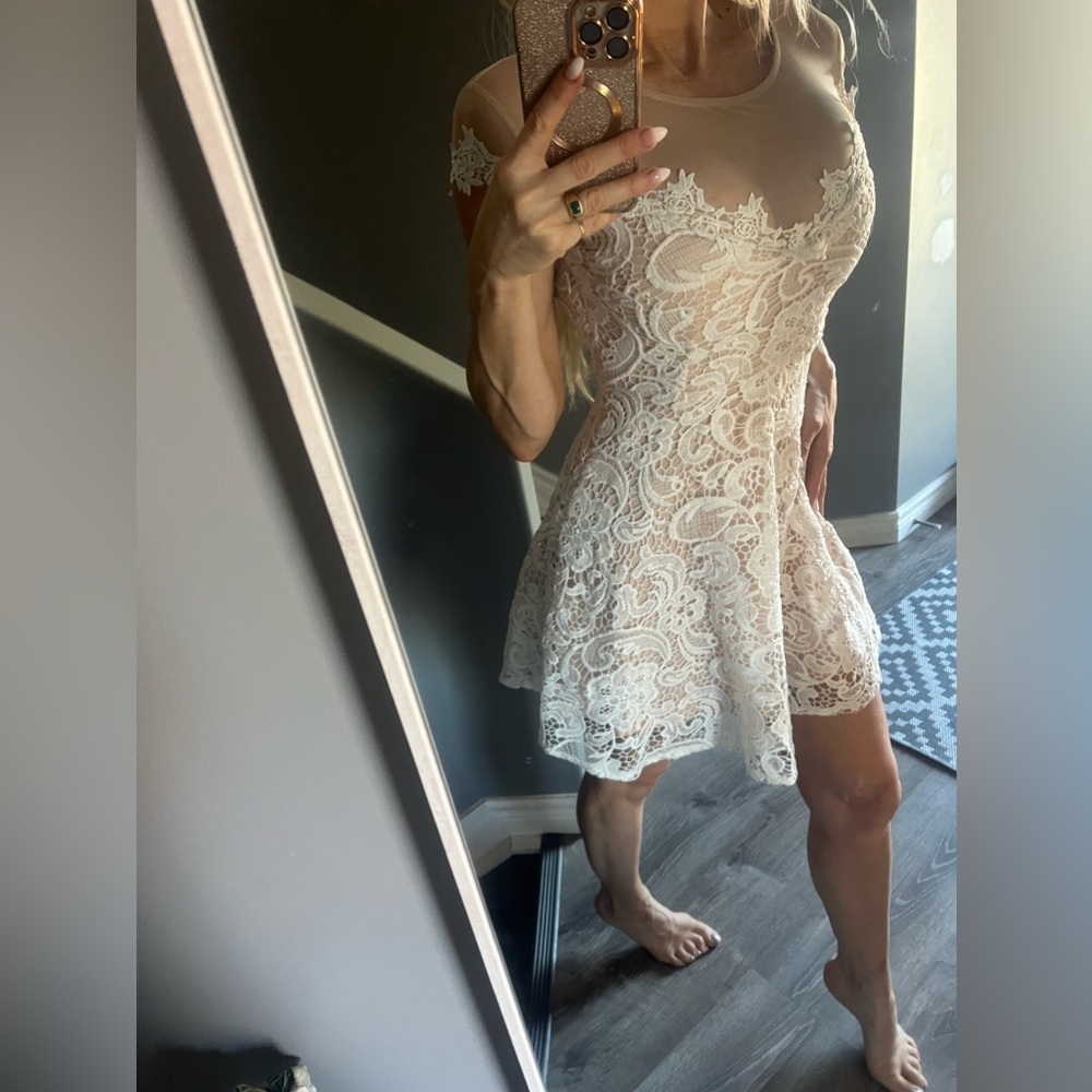 White lace mini dress